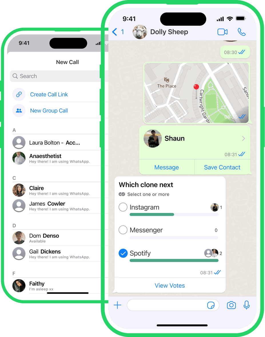 WhatsApp UI Clone Screenshots
